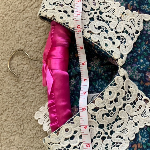 Laura Ashley, vintage, prairie, victorian, lace collar, greenish blue, eighties - Picture 7 of 16